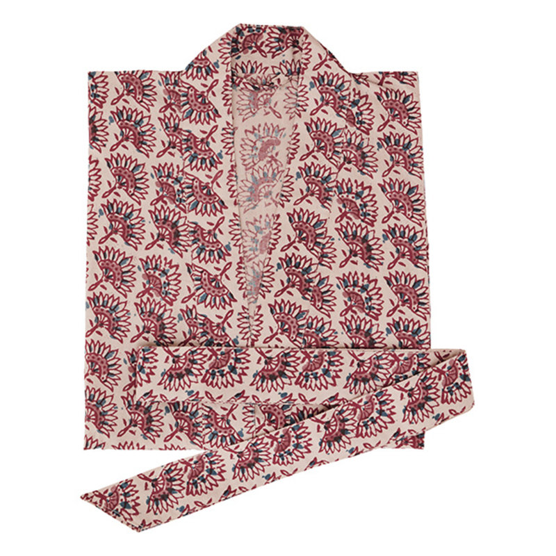 Madam Stoltz-collectie Printed cotton kimono w/ belt