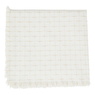 Madam Stoltz Katoenen tafelkleed met ruit offwhite/goud 150x150 cm