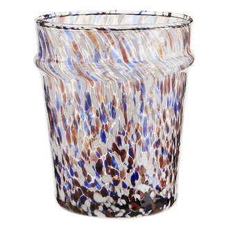 Madam Stoltz Turtoise drinkglas oranje/blauw/wit