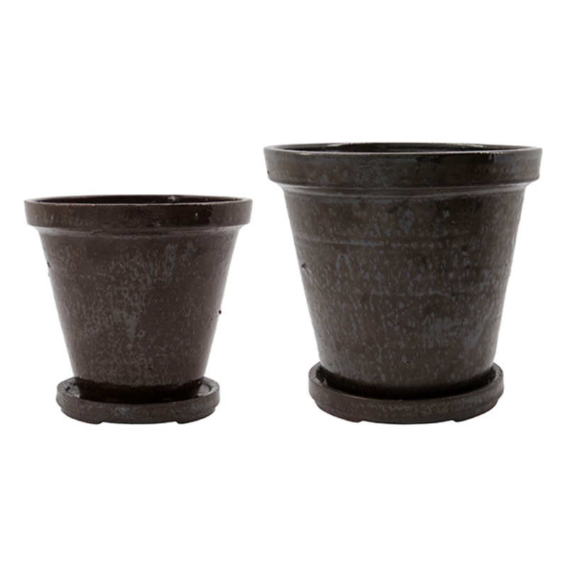 House Doctor-collectie Flowerpot & trivet Flower brown