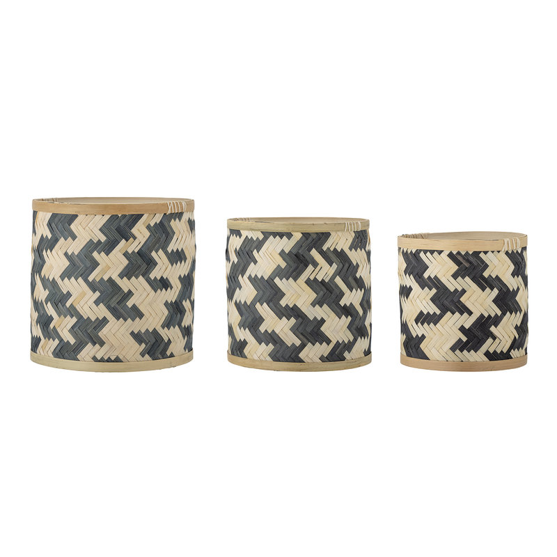 Bloomingville-collectie Estell Basket, Black, Bamboo - set of 3