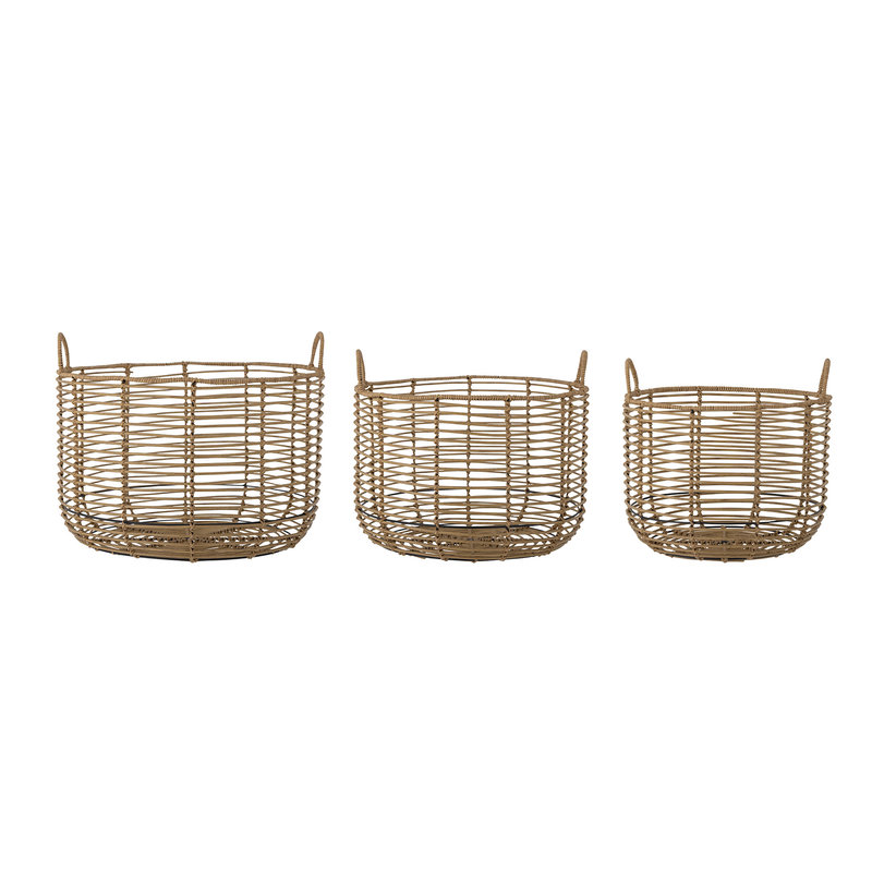 Bloomingville-collectie Mekkel Basket, Nature, Polyrattan - set of 3