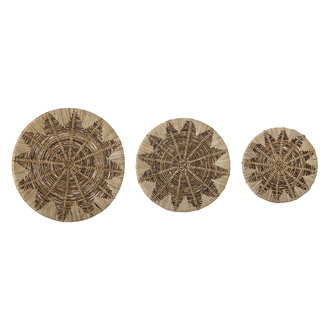 Bloomingville Sonna Wall Decor, Brown, Banana Leaf - set of 3