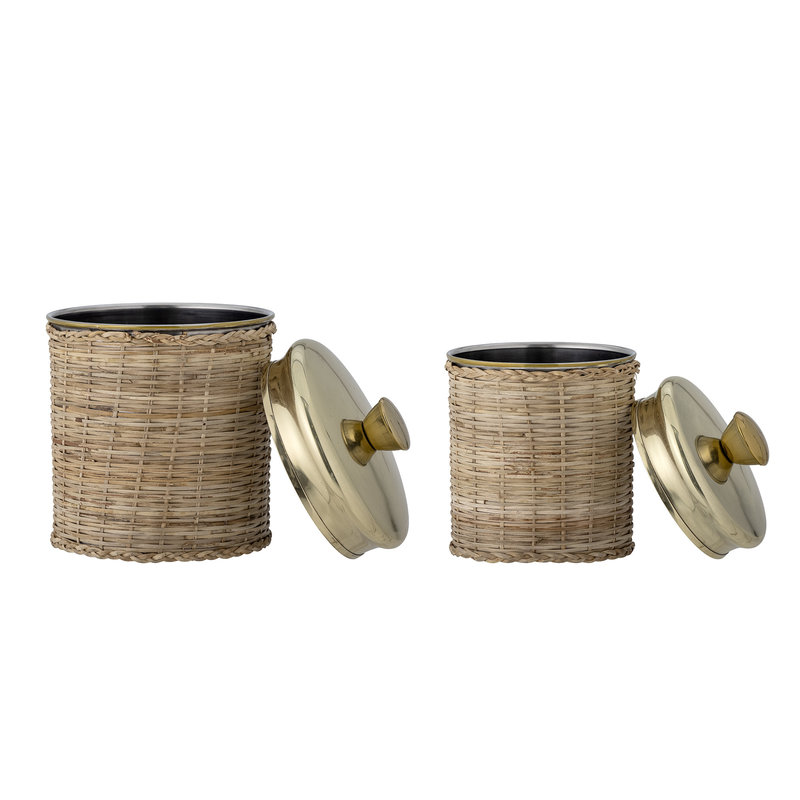 Bloomingville-collectie Abas Jar w/Lid, Brass, Stainless Steel - set of 2