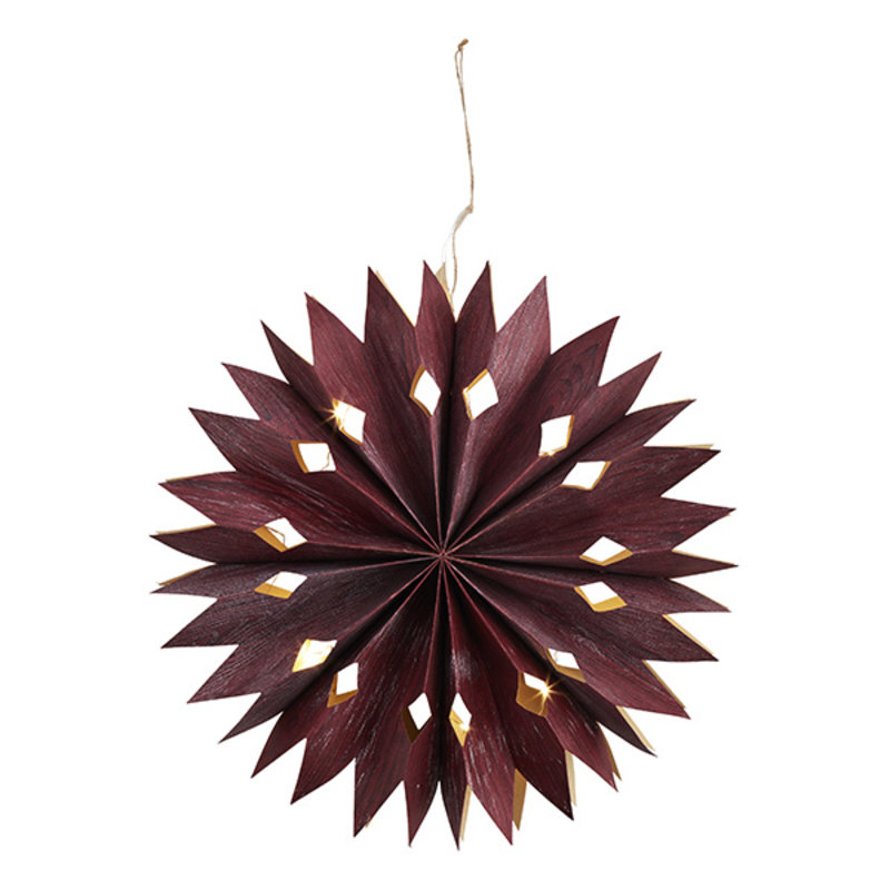 Madam Stoltz-collectie Veneer paper star w/ lights