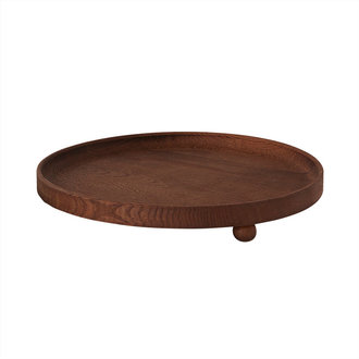 OYOY LIVING Wooden Tray Inka d Round Large Dark
