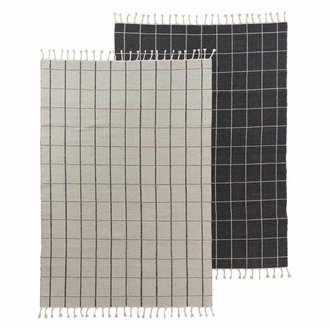 OYOY LIVING Rug check off white anthracite