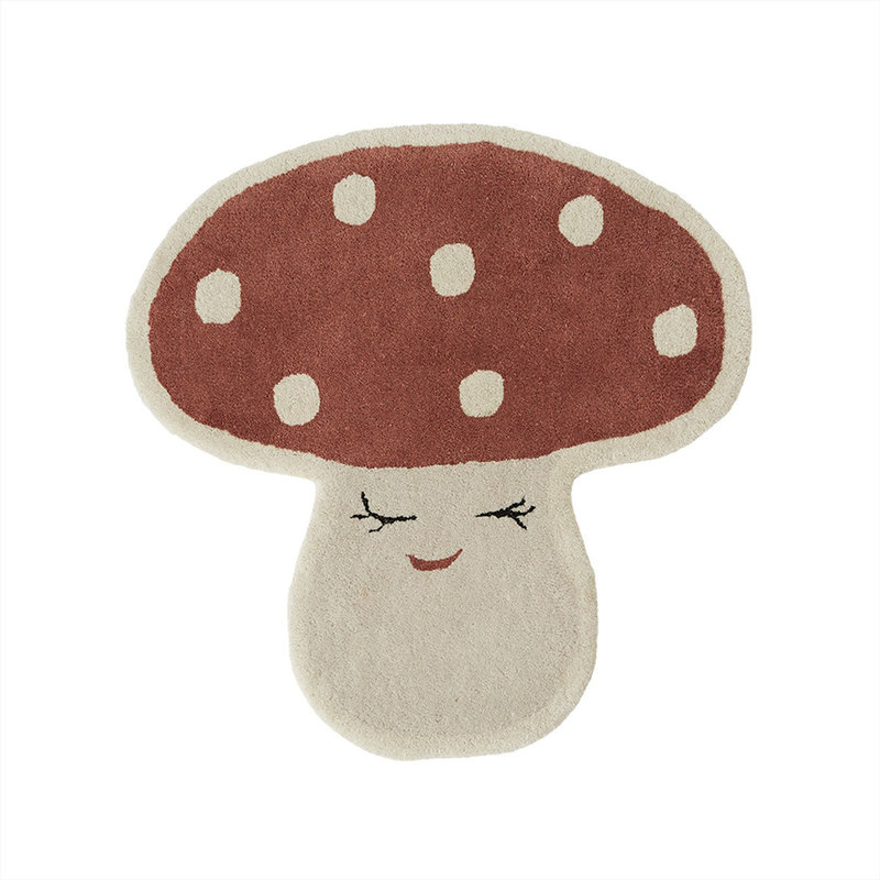 OYOY MINI Rug Malle Mushroom Red