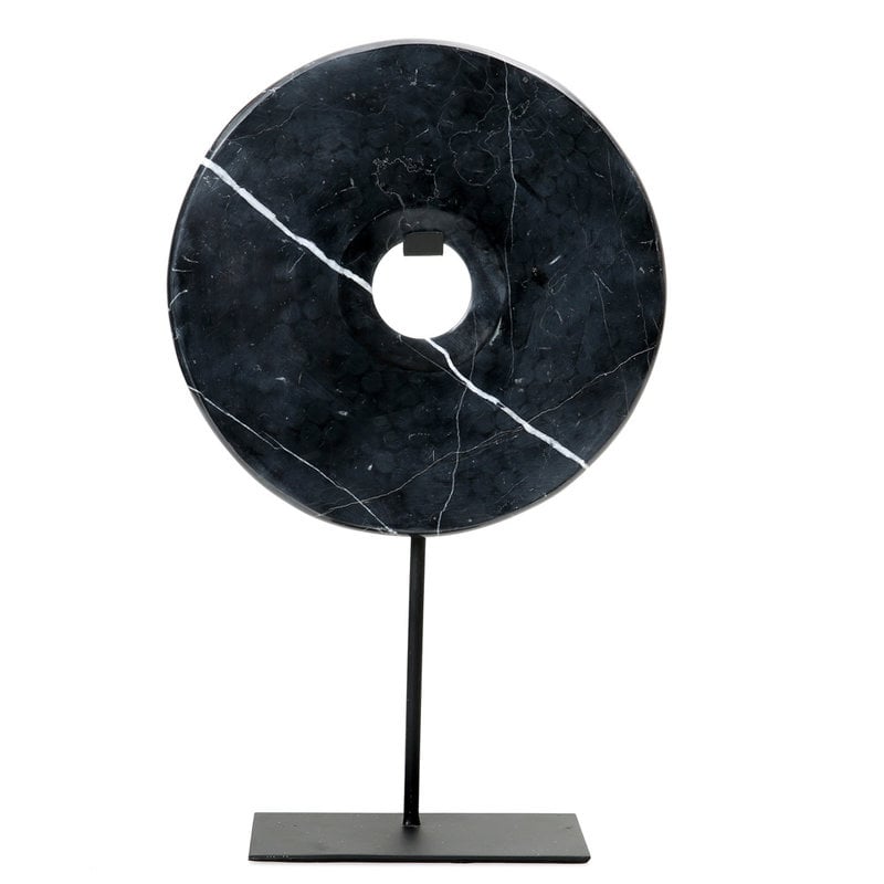 Bazar Bizar De Marmeren Disc op Stand - Zwart - L