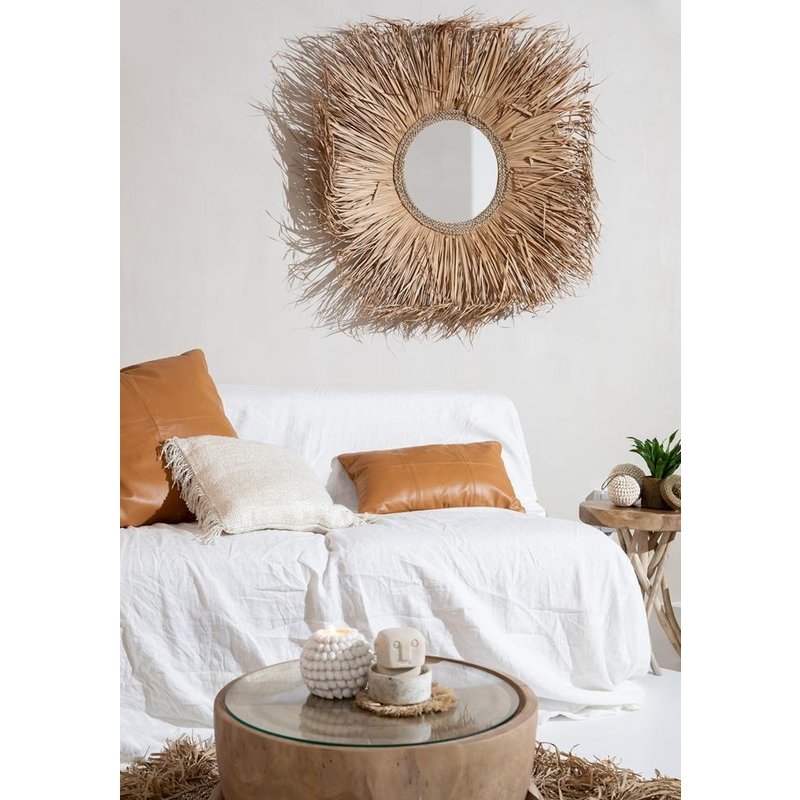 Bazar Bizar-collectie Four Panel Leather Kussenhoes - Camel - 60x60