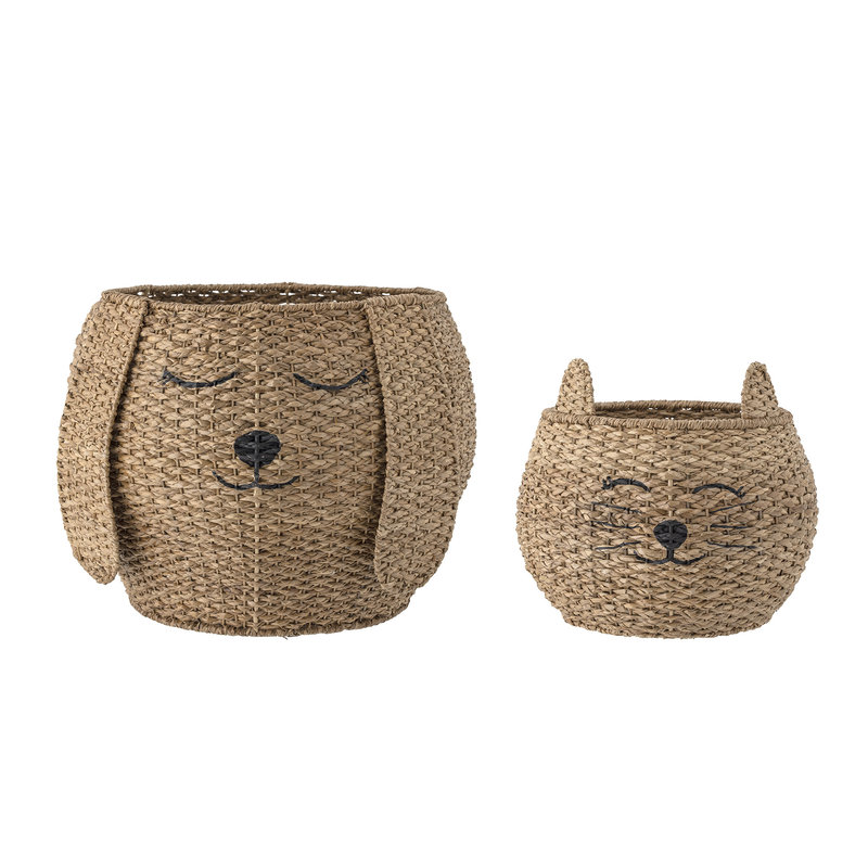Bloomingville-collectie Milus Basket, Brown, Bankuan Grass - set of 2
