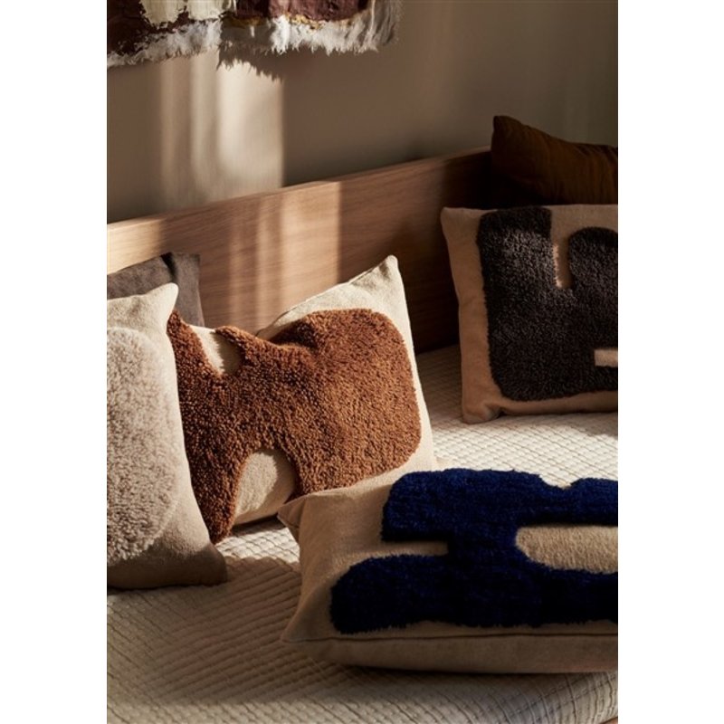 ferm LIVING-collectie Lay Cushion - Rectangular - Sand/Br Blue