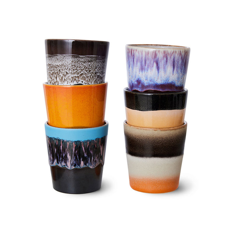 HKliving-collectie 70s ceramics: coffee mugs, Stellar (set of 6)