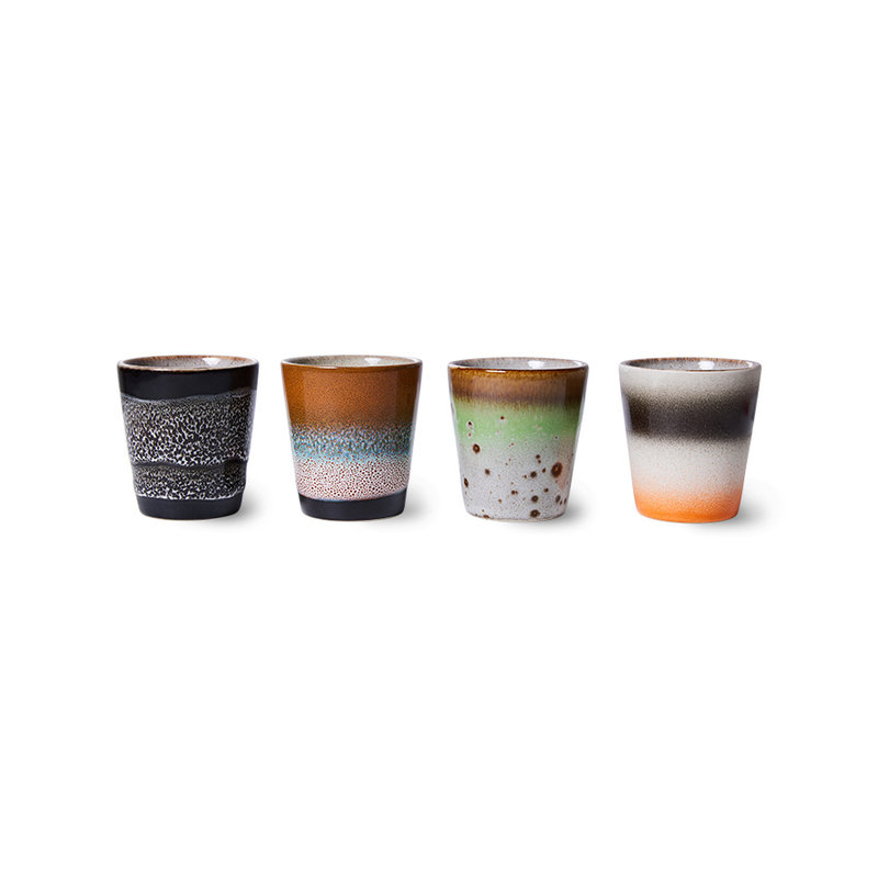 HKliving-collectie 70s ceramics: ristretto mugs, Good vibes (set of 4)