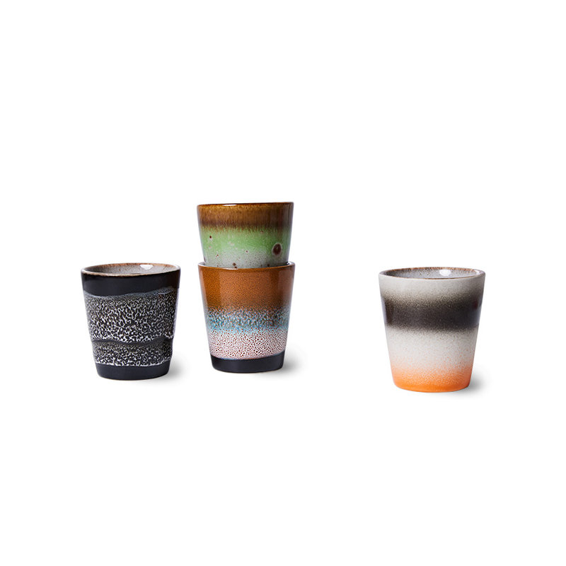 HKLIVING-collectie 70s ceramics: ristretto mugs, Good vibes (set of 4)