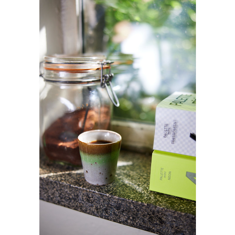 HKLIVING-collectie 70s ceramics: ristretto mugs, Good vibes (set of 4)