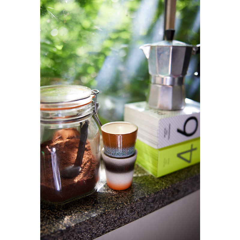 HKLIVING-collectie 70s ceramics: ristretto mugs, Good vibes (set of 4)