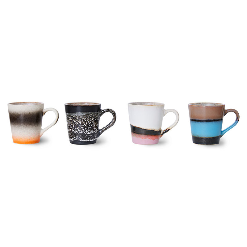 HKliving-collectie 70s servies espresso mokken Funky - set van 4