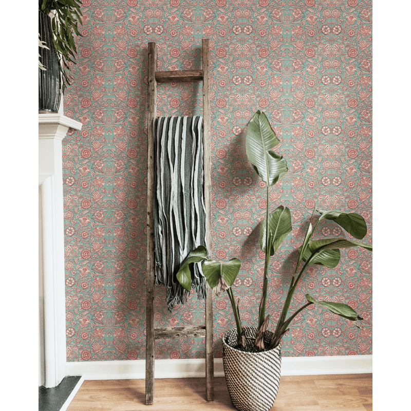 Creative Lab Amsterdam-collectie Indian Flower Turquoise behang Mural