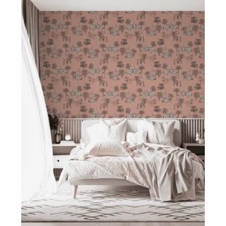 Creative Lab Amsterdam Oriental Teahouse Terra Pink Wallpaper Mural