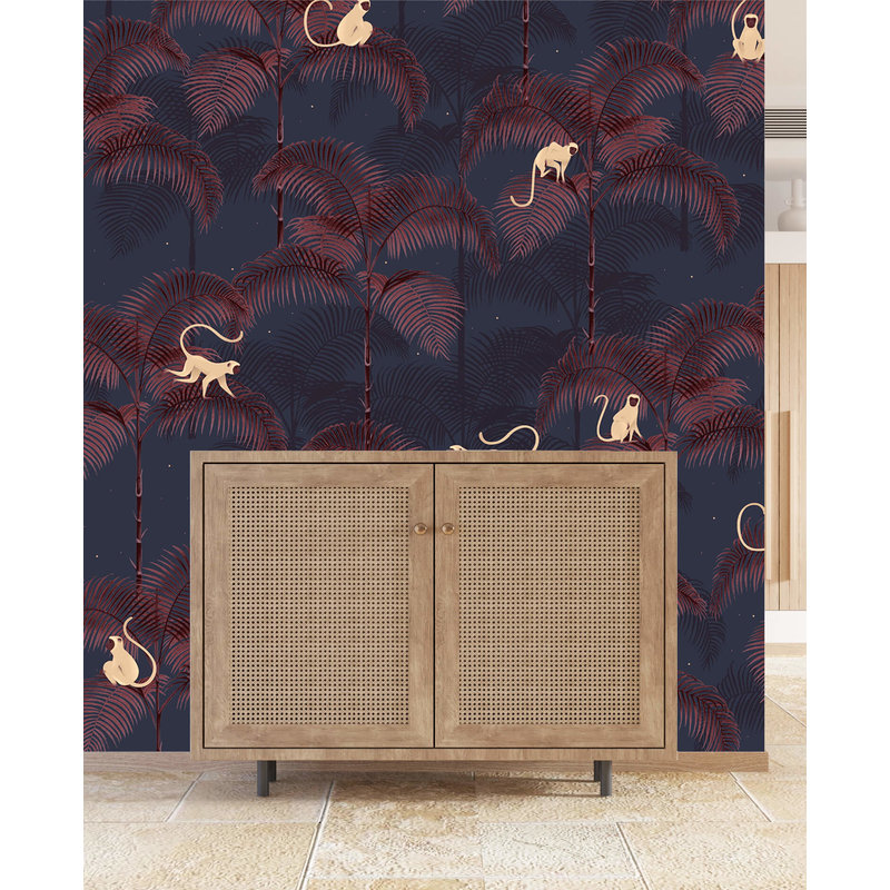 Creative Lab Amsterdam-collectie Monkey Night Red Wallpaper Mural