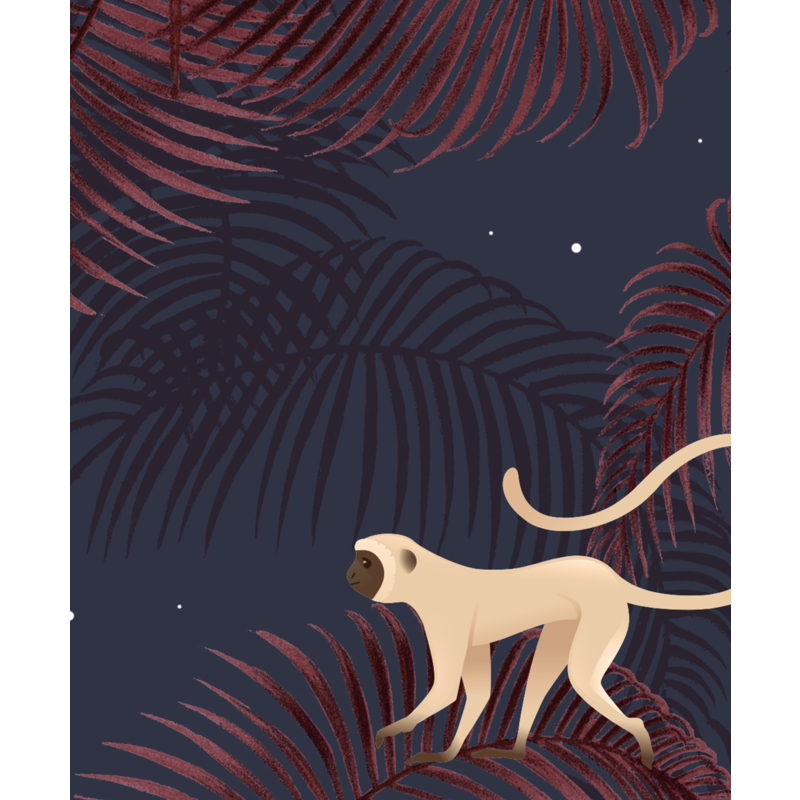 Creative Lab Amsterdam-collectie Monkey Night Red Wallpaper Mural