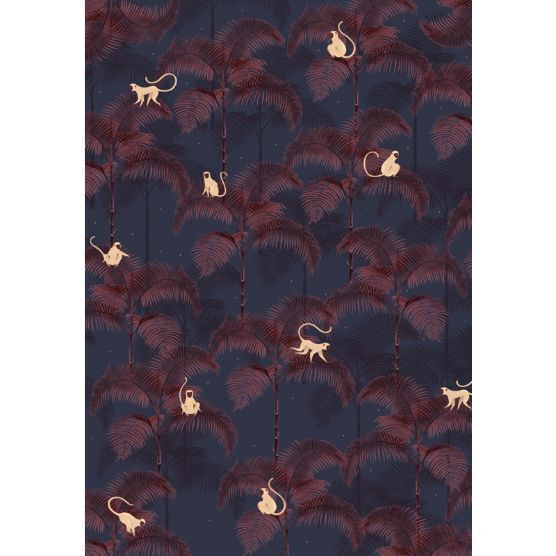 Creative Lab Amsterdam-collectie Monkey Night Red Wallpaper Mural