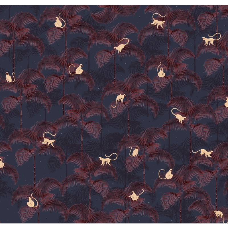 Creative Lab Amsterdam-collectie Monkey Night Red Wallpaper Mural