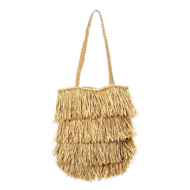 Bazar Bizar-collectie Raffia Bahamas Tas - Naturel