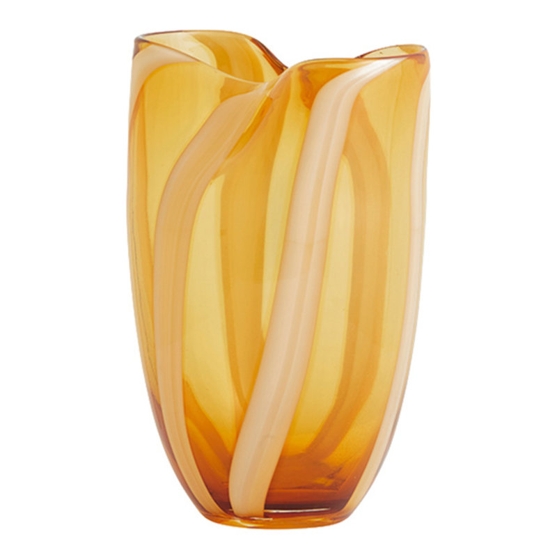Nordal-collectie HALKI vase amber/white stripe