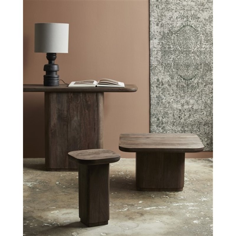 Nordal-collectie Houten sidetable Toke bruin 32x32 cm