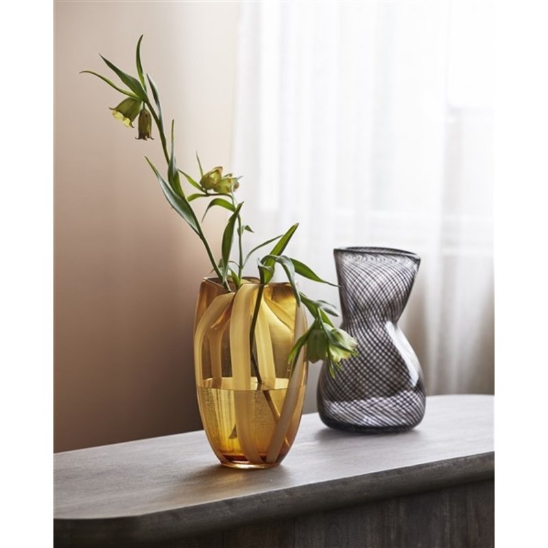 Nordal-collectie HALKI vase amber/white stripe