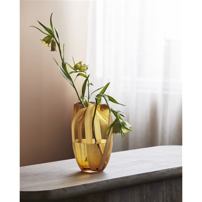 Nordal-collectie HALKI vase amber/white stripe