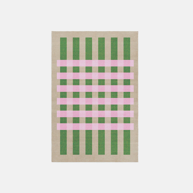MATIAS MOELLENBACH Jute Rug w. pink and green stripes