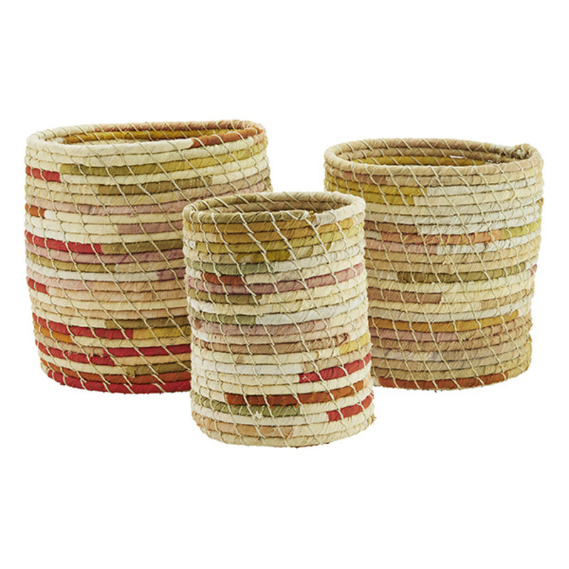 Madam Stoltz-collectie Recycled cotton baskets orange, yellow, red, cream