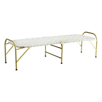 Madam Stoltz Inklapbaar daybed goud/offwhite 180 cm