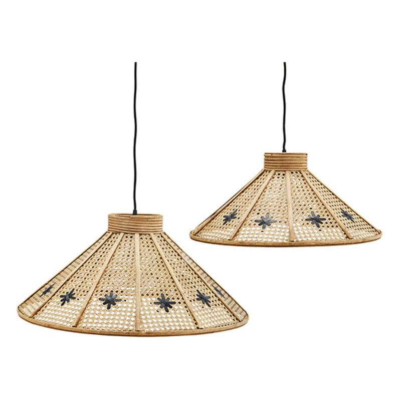 Madam Stoltz-collectie Rattan ceiling lamps -set of 2- natural, black