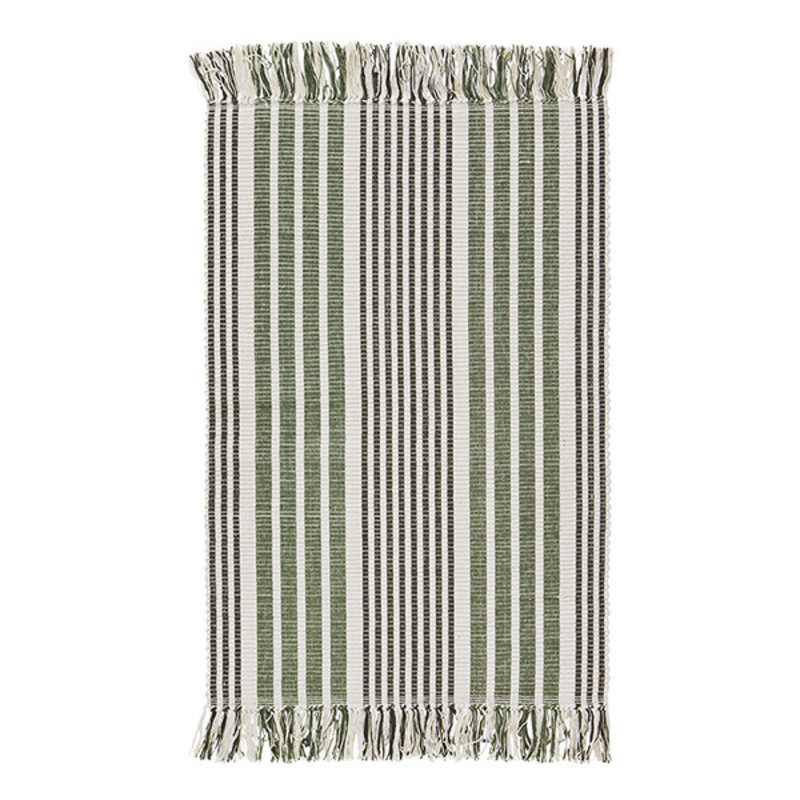 Madam Stoltz-collectie Striped cotton bath mat offwhite, green, charcoal