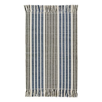 Madam Stoltz Badmat gestreept offwhite/blauw/zwart 60x90 cm