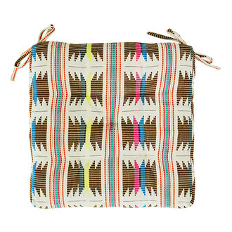 Madam Stoltz Matraskussentje offwhite met Ikat print multicolour 45x45 cm