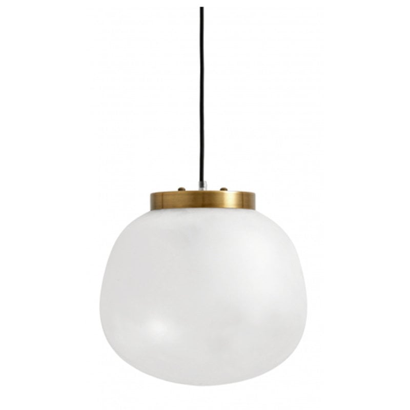 Nordal-collectie Hanglamp wit glas -  goud dia 30 cm