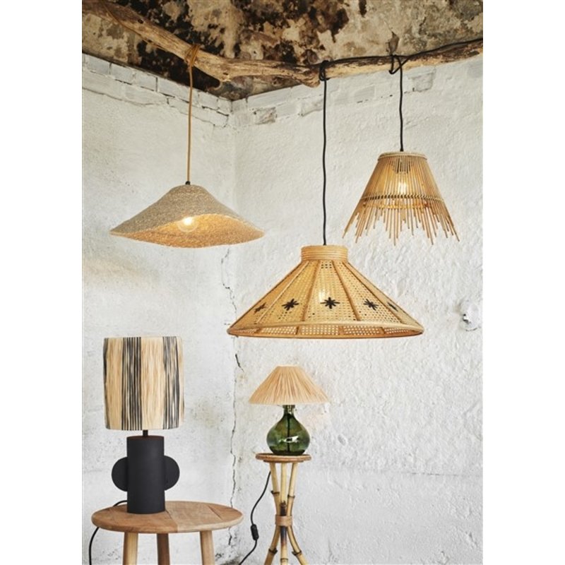 Madam Stoltz-collectie Rattan ceiling lamps -set of 2- natural, black