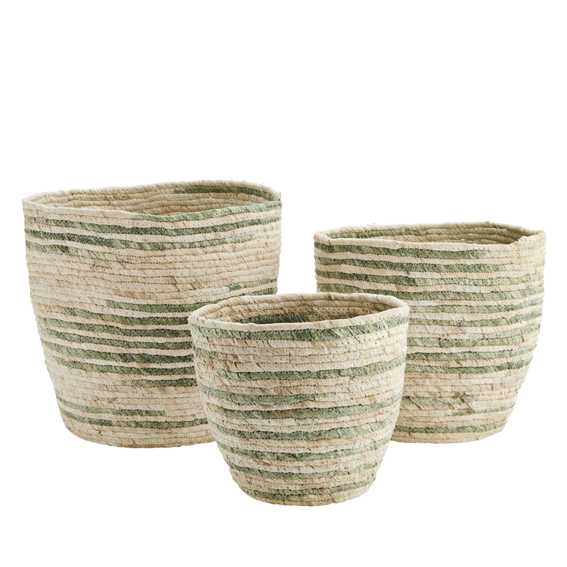 Madam Stoltz-collectie Maize leaf baskets green