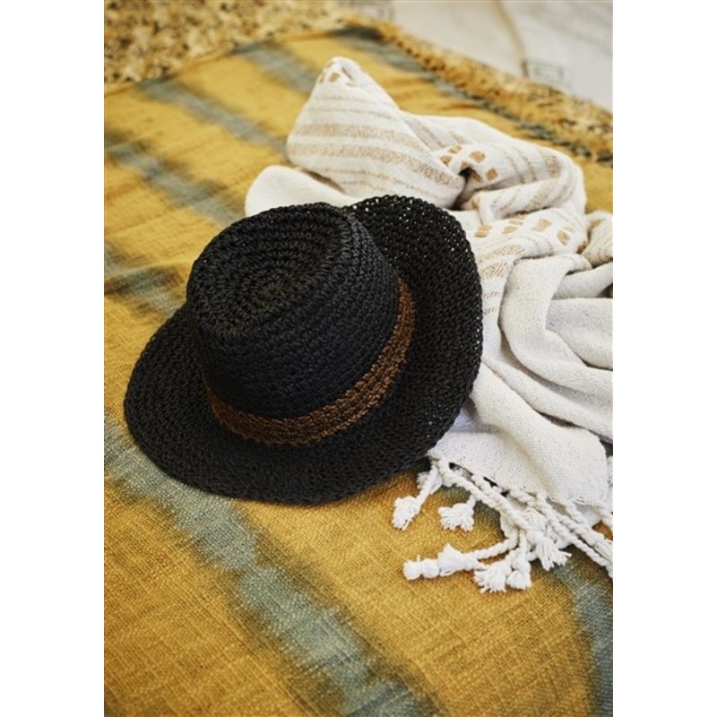 Madam Stoltz-collectie Gehaakte hoed zwart