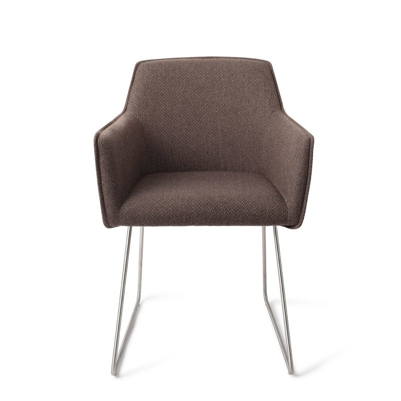 Jesper Home-collectie Hofu Eetkamerstoel - Potters Clay, Slide steel