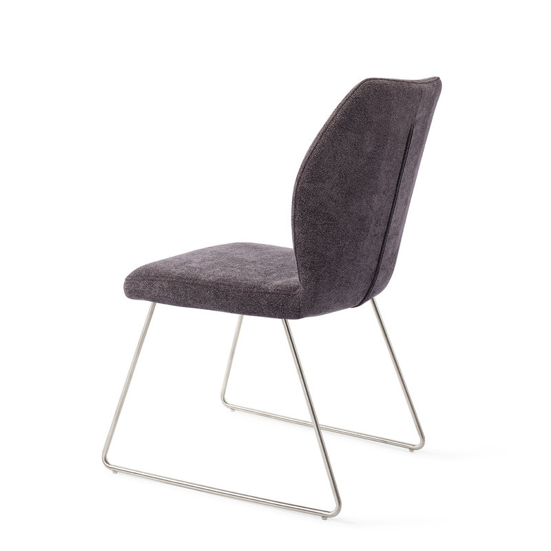 Jesper Home Ikata Eetkamerstoel - Almost Black, Slide Steel