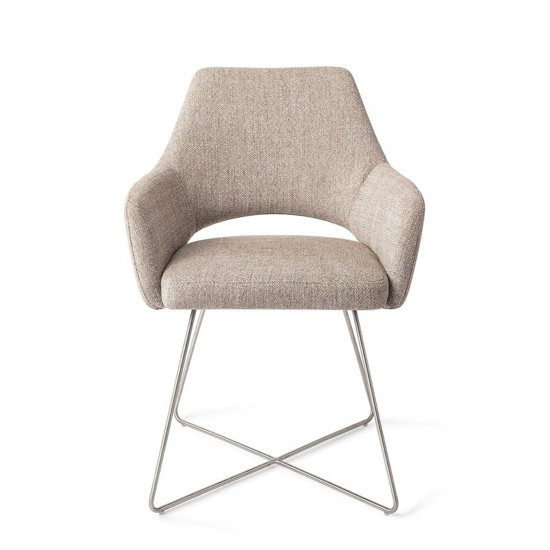 Jesper Home-collectie Yanai Eetkamerstoel - Biscuit Beach, Cross Steel