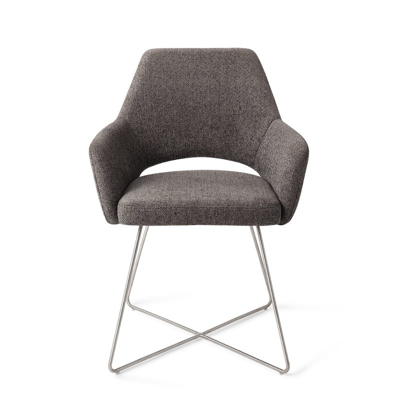 Jesper Home Yanai Eetkamerstoel - Amazing Grey, Cross Steel