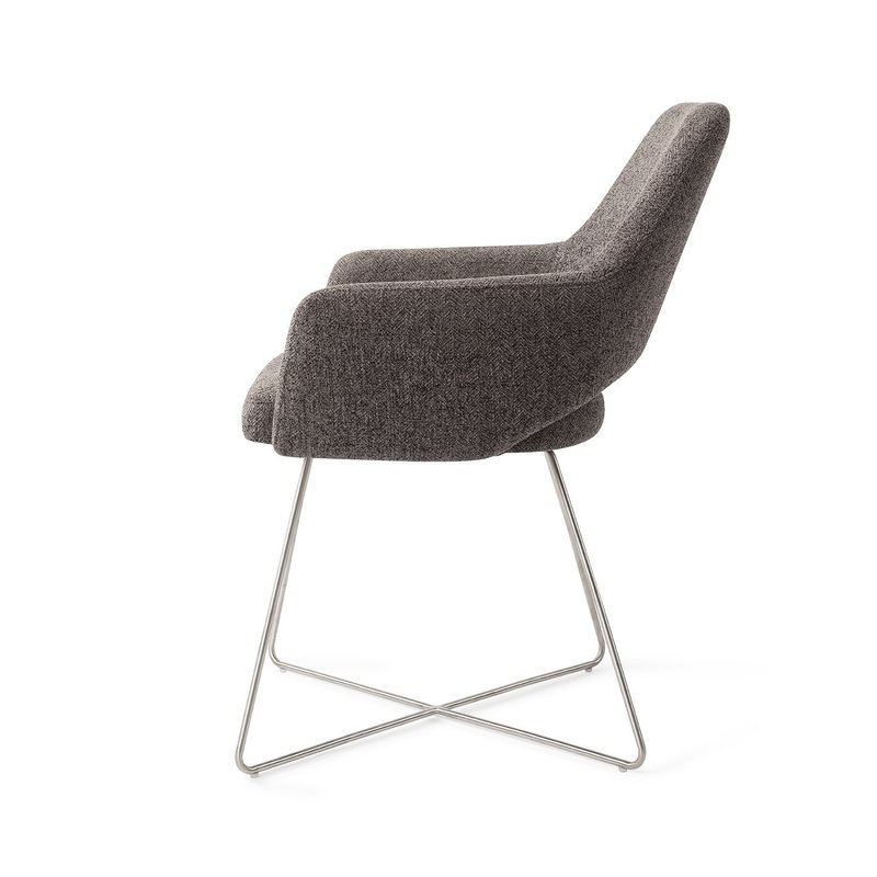 Jesper Home Yanai Eetkamerstoel - Amazing Grey, Cross Steel