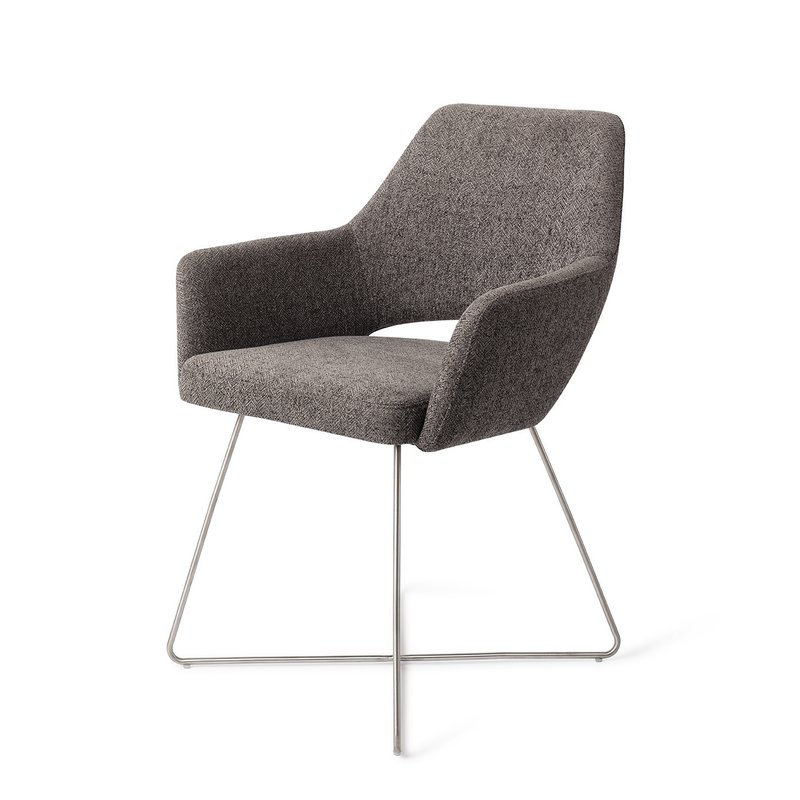 Jesper Home Yanai Eetkamerstoel - Amazing Grey, Cross Steel